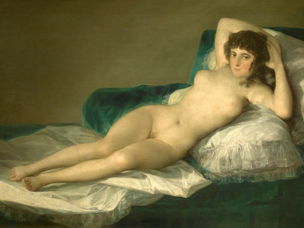 Francisco José de Goya y Lucientes (Fuendetodos 1746 - Bordeaux, 1828), Maja desnuda, 1795 - 1800 circa, Olio su tela, 191 x 98 cm, Museo del Prado, Madrid