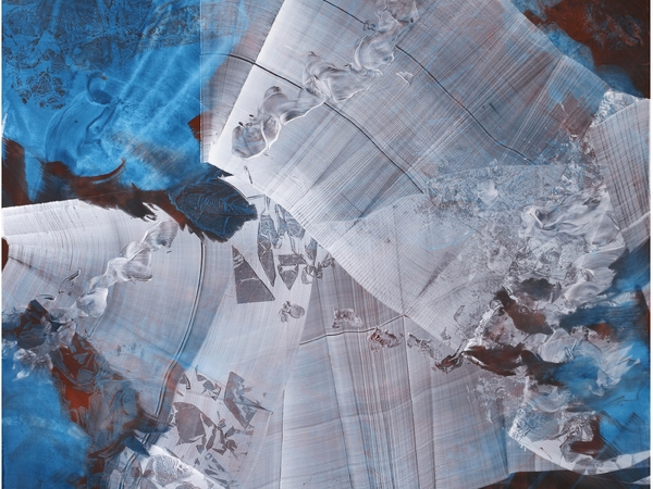 Vincenzo Scolamiero, Dell’azzurro silenzio, omaggio a Luigi Nono_2, 2020, inchiostri e pigmenti su tela, cm. 140x150 