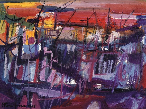 Ettore Fico, Paesaggio n. 3, 1963, olio e sabbia su tela, cm. 34,5x48,5