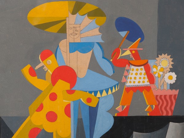 Fortunato Depero, Marionette per i balli plastici, 1918, Olio su cartone, 30 × 30 cm, Collezione privata | Courtesy © Museo Novecento, Firenze