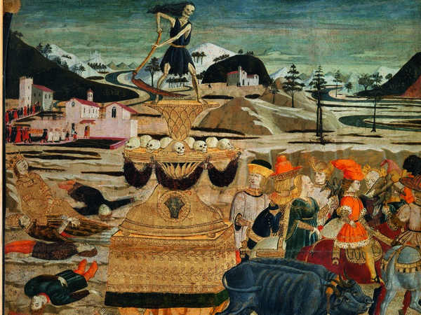 Giovanni di ser Giovanni detto lo Scheggia (San Giovanni Valdarno, Arezzo, 1406‐Firenze,1486), Trionfo della Morte, 1465‐1470. Tempera su tavola, cm 55,5 x 65. Siena, Museo Civico. © 2014 Foto Scala, Firenze‐su concessione Ministero Beni e Attività Culturali