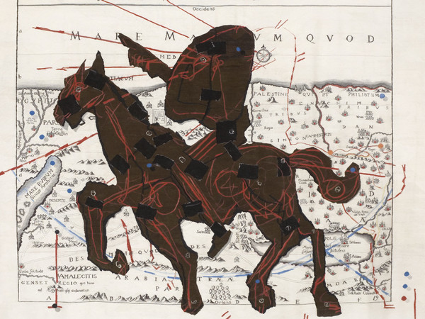 William Kentridge, Promised Land (Situs Terrae Canaan, sive Terrae Promissionis, hodie Palaestinae, Santissime Bibliorum), 2008, Arazzo, 300 x 335 cm, Collezione Gemma De Angelis Testa