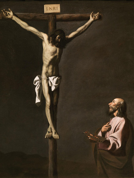 Francisco de Zurbarán, Cristo crocifisso con un pittore, c. 1630-35 Olio su tela, cm 105 x 84 Madrid, Museo Nacional del Prado