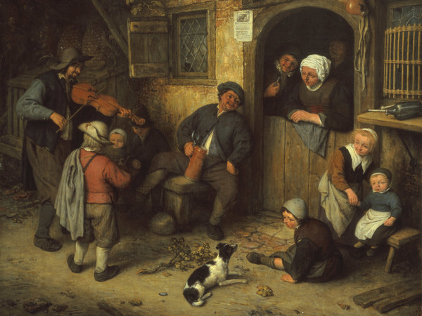 Adriaen van Ostade, Il violinista, 1673, olio su tavola, cm 45 x 42. L’Aia, Gabinetto reale di pitture Mauritshuis acquisito dal principe Guglielmo V nel 1768. © L’Aia, Gabinetto reale di pitture Mauritshuis