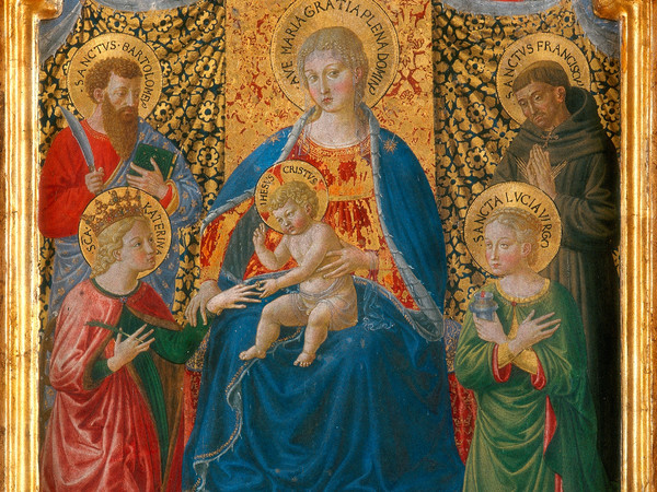 Benozzo Gozzoli, Sposalizio mistico di santa Caterina d’Alessandria e Santi Bartolomeo, Francesco, Lucia e angeli, Tempera e oro su tavola,1466, Terni, Museo d’Arte Moderna e Contemporanea “Aurelio De Felice”