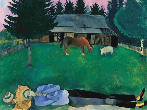 Marc Chagall, Il poeta giacente, 1915, olio su cartone © Tate, London 2014 © Chagall ® by SIAE 2014