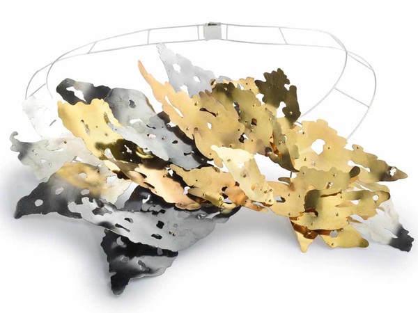 Daniela Banci, Fiamma, Collana, Oro giallo, argento, argento brunito, 26 x 20 cm