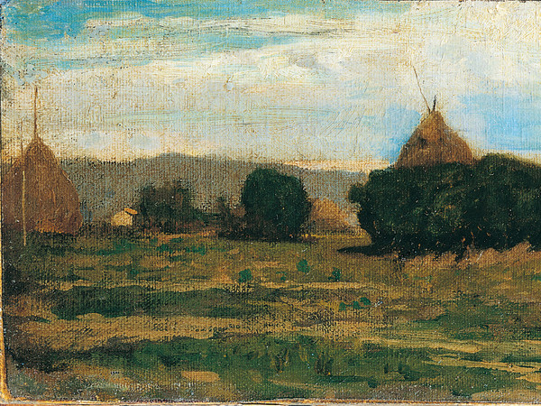 Vincenzo Cabianca, Maremma, 1857. Olio su tavola, 14,3 x 30,5 cm. Musei Civici di Pavia, Collezione Morone