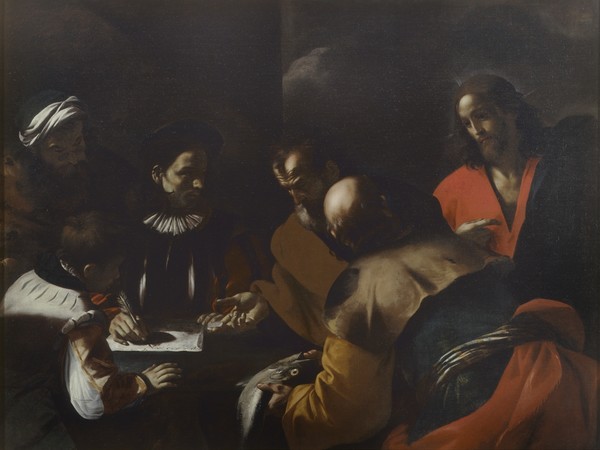 Mattia Preti, Tributo della moneta. Milano, Pinacoteca di Brera, inv. 599, olio su tela, cm 143 x 193