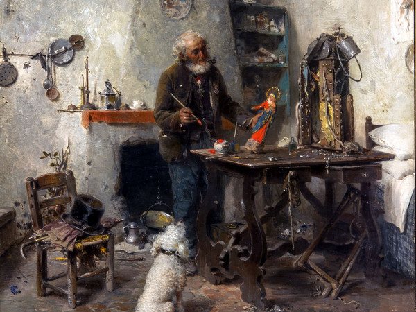 Gerolamo Induno, Il figurinaio, olio su tela, 47 x 36 cm