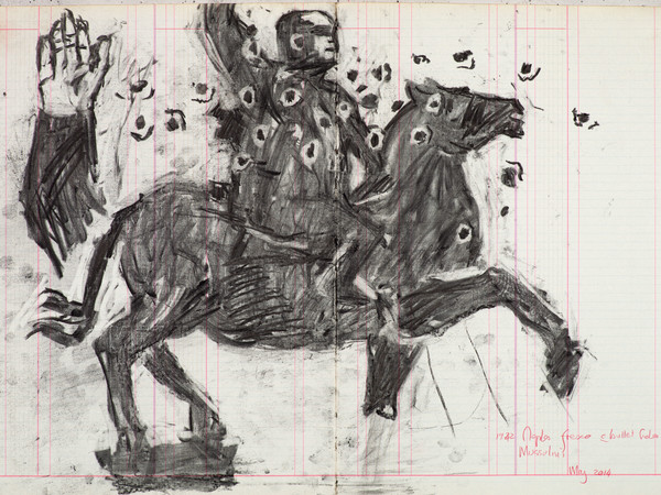 William Kentridge, Drawing for Triumphs & Laments (#21), 2014, Charcoal on Ledger pages, 63x83x4 cm (framed) | © William Kentridge, Photocredit Thys Dullaart, Courtesy Lia Rumma Gallery, Milan/Naples