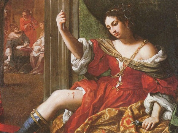 Elisabetta Sirani (Bologna, 1638 - Bologna, 1665), Porzia che si ferisce alla coscia, 1664, Houston, Ross Miles Foundation