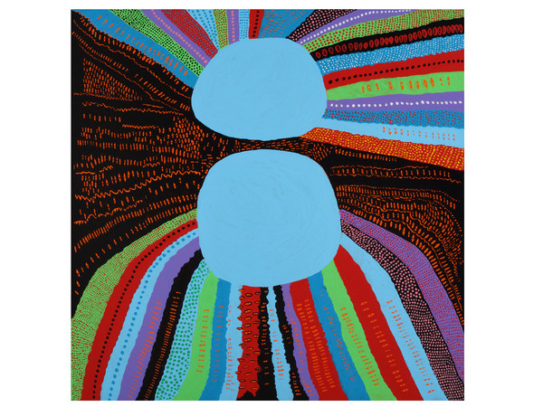 Yayoi Kusama, DEATH OF MY SORROWFUL YOUTH COMES WALKING WITH RESOUNDING STEPS, 2017, Acrilico su tela, 194 × 194 cm | © YAYOI KUSAMA