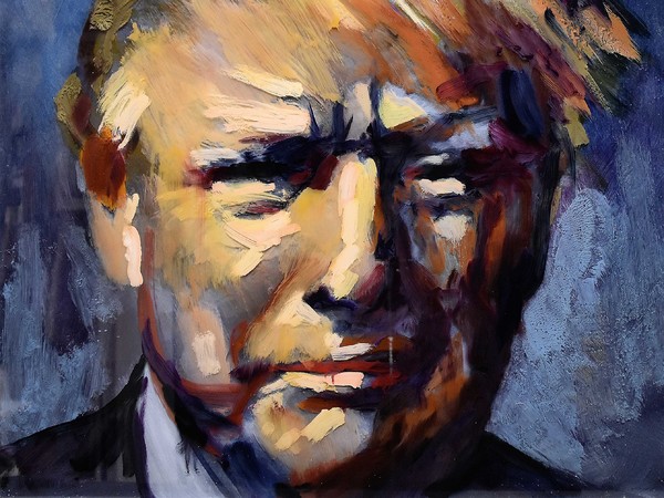 Günter Sponheuer (Germania), Donald Trump, 2017, Olio su tela, vetro acrilico, 80 x 80 cm | Courtesy of PDG Arte Communications 2017