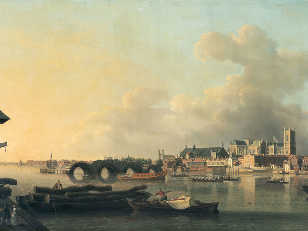 Samuel Scott, Veduta di Westminster con il ponte in costruzione, post 1742, olio su tela, 77 x 147 cm