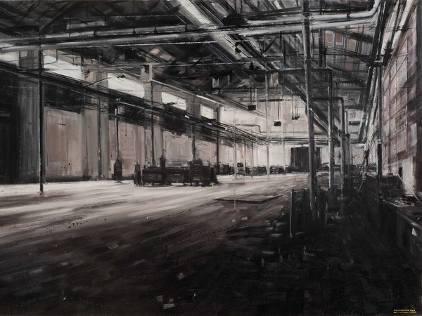 Domenico Marranchino, Officina abbandonata, Corsico, Milano, 2017, Olio su tela , 140 x 100 cm