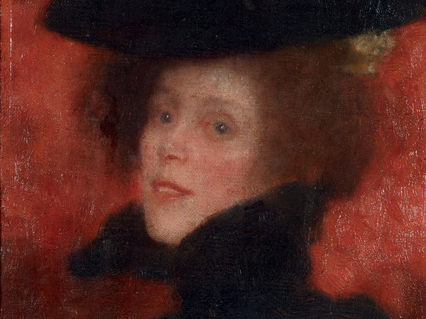 Gustav Klimt, Ritratto di signora con fondo rosso, 1897-1898, Olio su tela, 30 × 19.5 cm, Klimt Foundation, Vienna | © Klimt Foundation, Vienna