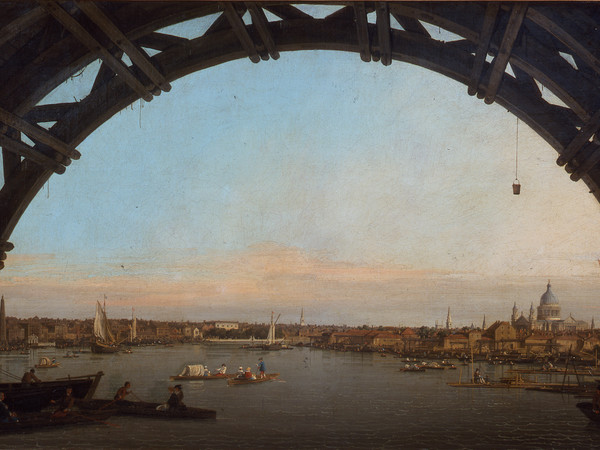 Giovanni Antonio Canal, detto Canaletto, La City di Londra vista attraverso un arco di Westminster Bridge, 1747, olio su tela, 59,7 x 97,5 cm