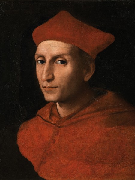 Pittore del XVI secolo (da Raffaello), Ritratto del cardinale Bernardo Dovizi da Bibbiena, Olio su carta incollata su cartone