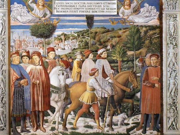 Benozzo Gozzoli, Agostino parte per Milano. San Gimignano, Chiesa Sant'Agostino