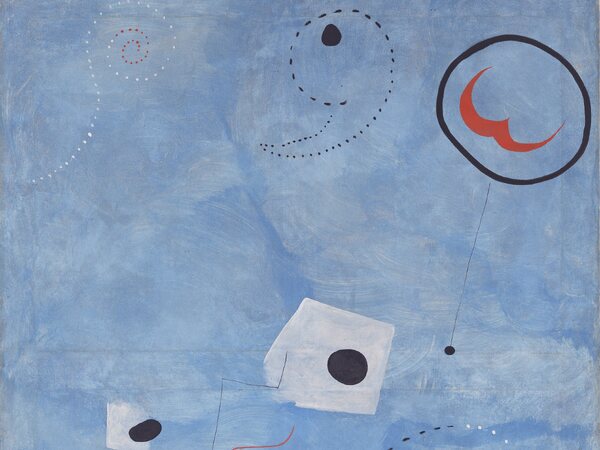 Joan Miró, Peinture, 1925, Öl auf Leinwand, 116 × 89 cm, Bayerische Staatsgemäldesammlungen, München – Pinakothek der Moderne, Foto: Sibylle Forster, Bayerische Staatsgemäldesammlungen © Successió Miró / 2025, ProLitteris, Zurich
