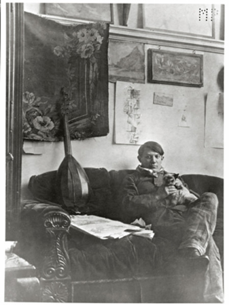 Self-portrait in his studio December 1910 Gelatin silver print, cm 14,7 x 11,6  