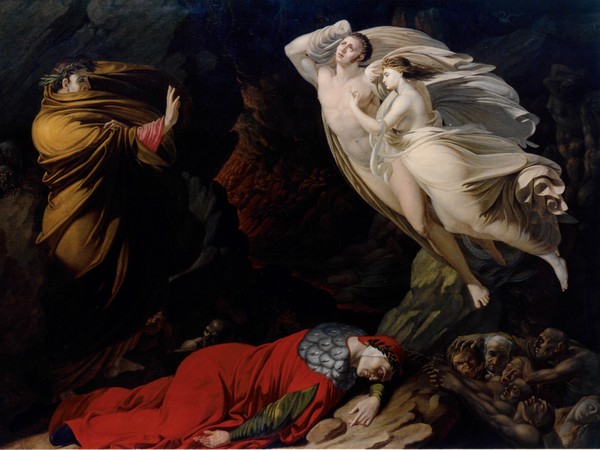 Nicola Monti (Pistoia, 1780 - Cortona, 1864), Francesca da Rimini nell'Inferno dantesco, 1810, olio su tela, 168 x 121 cm cm Firenze, Gallerie degli Uffizi