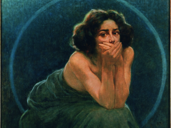 Giorgio Kienerk, L’enigma umano: il Silenzio, 1900, Olio su tela, 188 x 220 cm, Pavia, Musei Civici | © Pavia, Musei Civici