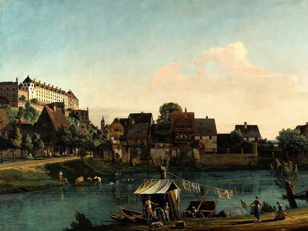 Bernardo Bellotto, Pirna dal villaggio dei pescatori, 1753-1754, Olio su tela, 237 x 136 cm, Gemäldegalerie Alte Meister, Staatliche Kunstsammlungen Dresden | © 2016 Foto Scala, Firenze/bpk, Bildagentur fuer Kunst, Kultur und Geschichte, Berlin