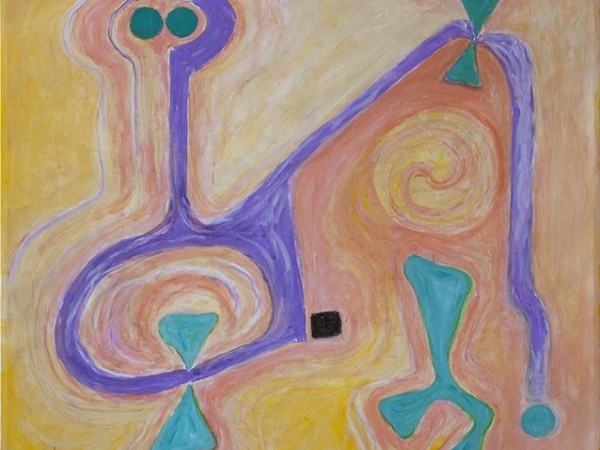 Gillo Dorfles, Doppia visione, 2010, acrilico su tela cm 90x100