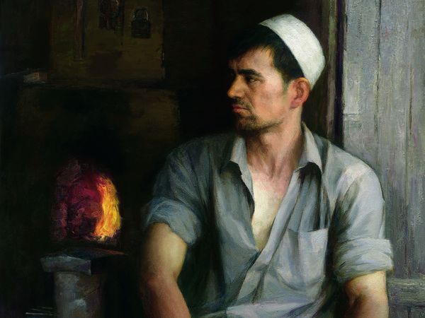 Zhang Zuying, Amir, fabbro uiguro, 2006, Olio su tela, 102 x 128 cm