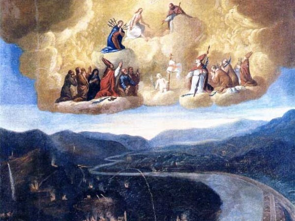 Bernardino Zambaiti, Veduta di Trento da sud, 1703. Olio su tela. Trento, Museo Diocesano Tridentino