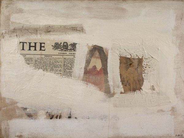 Gallerie d'Italia | Gastone Novelli, Per ricordare la vita, 1959, Collage su colore Collezione Intesa Sanpaolo