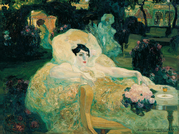 Hermen Anglada Camarasa, Il pavone bianco, 1904. Olio su tela, cm 78,5 x 99,5. Colección Carmen Thyssen-Bornemisza