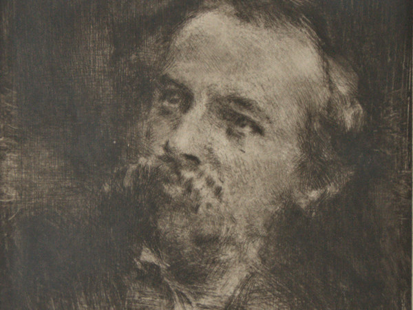 Luigi Conconi, Ritratto di Tranquillo Cremona con dedica, 1878, Acquaforte, 13.3 x 12.4 cm, Collezione Privata