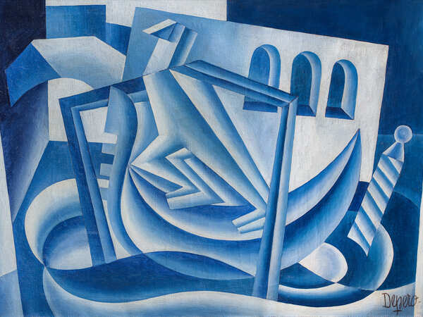 Fortunato Depero, Gondoliere (astrazione), 1927, olio su tela, 60x90 cm.