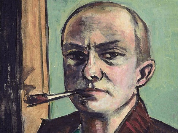 Max Beckmann, Autoritratto su sfondo verde con camicia verde, 1938-1939, Olio su tela, 50 x 65.5 cm, Museum der bildenden Künste Leipzig Nachlass Mathilde Q. Beckmann | © 2018, ProLitteris, Zurich