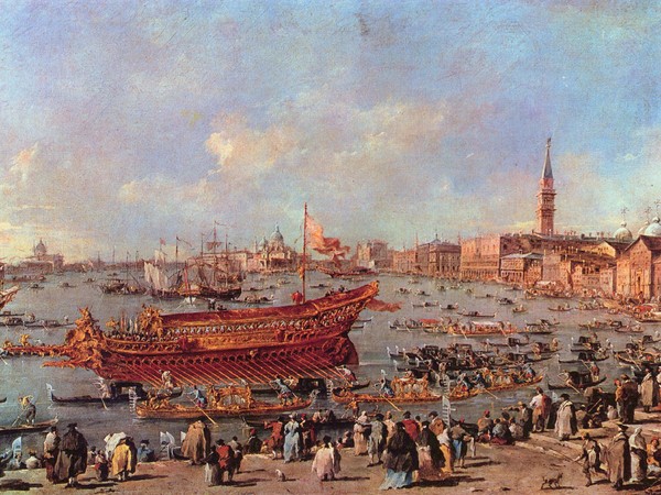 Francesco Guardi (1712 - 1793), Partenza del Bucintoro per San Nicolò di Lido, il giorno dell'Ascensione, 1775-1780 circa, Olio su tela, 66 x 101 cm , Parigi, Musée du Louvre