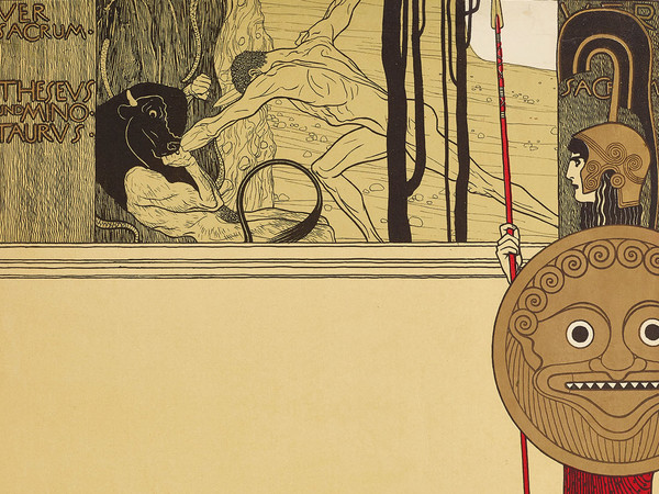 Gusatv Klimt, Manifesto per la prima mostra della Secessione Viennese (26.03.1898 - 20.06.1898), Litografia a colori su carta | © Klimt Foundation, Wien