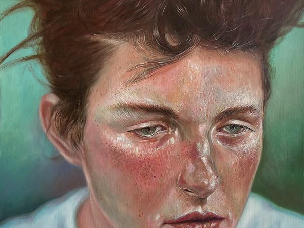 Ahmet Öğüt, from the series neither artificial nor intelligent (2023–2025), oil on canvas, 70x70 cm. Private collection; publicly accessible as a digital image