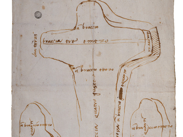 Michelangelo Buonarroti, Schizzi di blocchi di marmo con sagoma per una crocifissione, Archivio Buonarroti, Firenze.