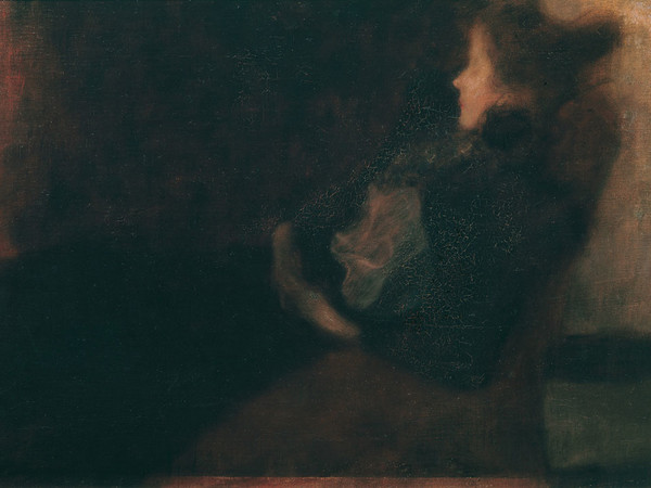 Gustav Klimt, Signora davanti al caminetto, 1897?98. Olio su tela, cm 41 x 66. Vienna, Belvedere © Belvedere, Vienna