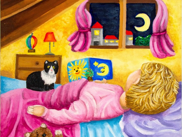 Riccardo Bossi, Camilla ed il gatto Pippo, 2024, acrilico su tela, cm. 40x40 Riccardo Bossi, Camilla ed il gatto Pippo, 2024, acrilico su tela, cm. 40x40