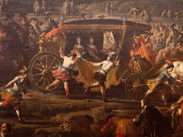 Dettaglio de La partenza di Elisabetta Farnese da Parma dopo le nozze, prima metà sec. XVIII