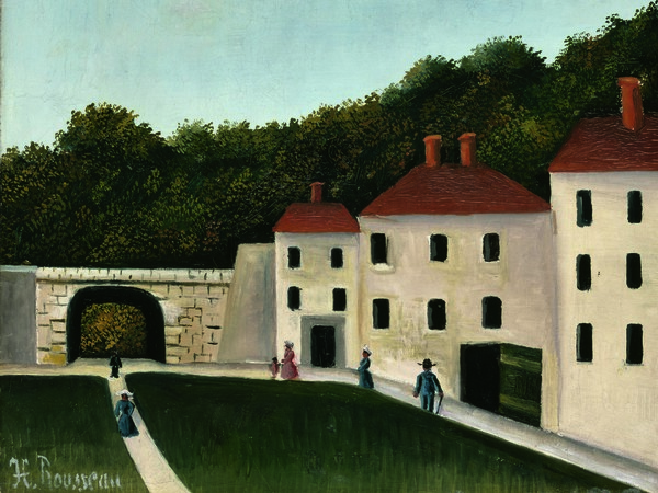 Henri Rousseau, Promeneurs dans un parc/ Parco con passanti, 1900‐1910. Olio su tela, cm 46 x 55. Parigi, Musée de l'Orangerie, Collection J. Walter - P.Guillaume. © RMN‐Grand Palais (Musée d’Orsay)/Hervé Lewandowski