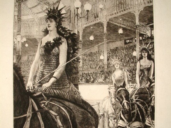 James Tissot, Ces dames de char, Vers. 1885. etched engraving. UK, Londra. Victor & Gretha Arwas Collection