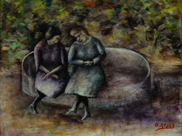 Ottone Rosai, Donne sulla panchina, 1923-1924, Olio su tela, 55.1 x 71 cm, Collezione privata