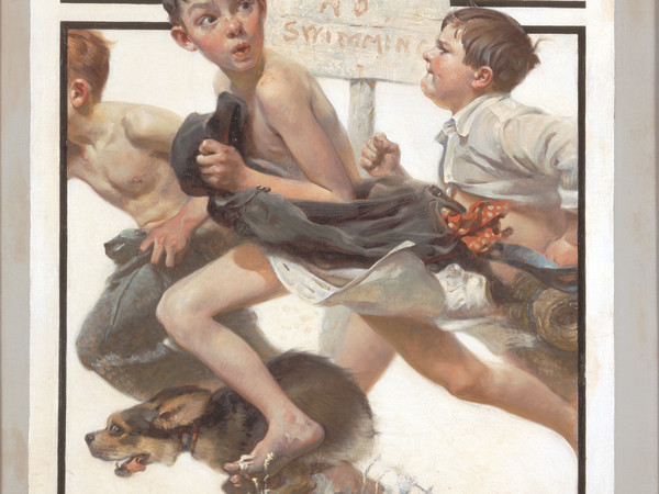 Norman Rockwell, No Swimming (Divieto di balneazione), 1921 Olio su tela, 64 x 56,5 cm Cover illustration for The Saturday Evening Post, June 4, 1921 Collection of The Norman Rockwell Museum at Stockbridge, Norman Rockwell Art Collection Trust, NRACT.