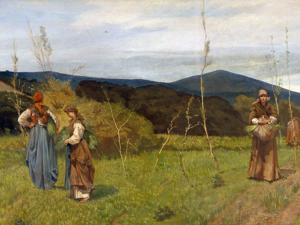 Giovanni Fattori, Le macchiaiole. Adiacenze livornesi presso Antignano, 1866 ca., Olio su tela, cm. 90x180, Collezione privata