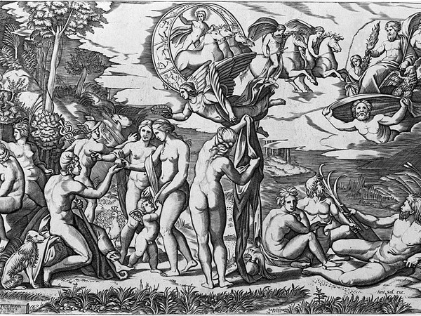 Marcantonio Raimondi (da Raffaello), Giudizio di Paride, 1517-1520 circa, bulino, 29,4x43,8 cm